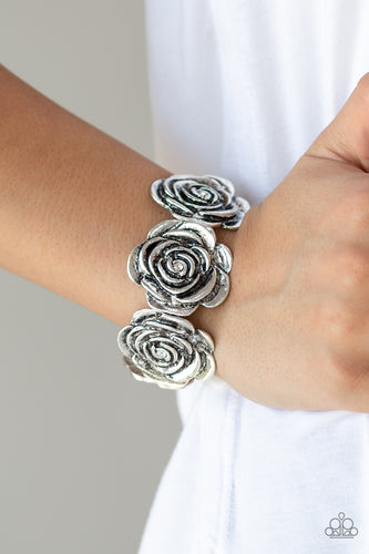 Paparazzi - Floral Flamboyancy - White Bracelet