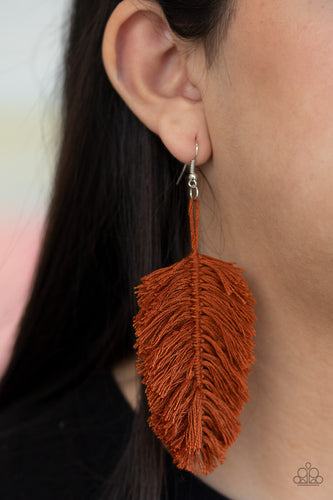 Hanging by a Thread - Brown Earrings